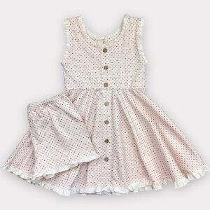 Sz 6 Omi Jo Pink Rainbow Hearts library tunic set EUC